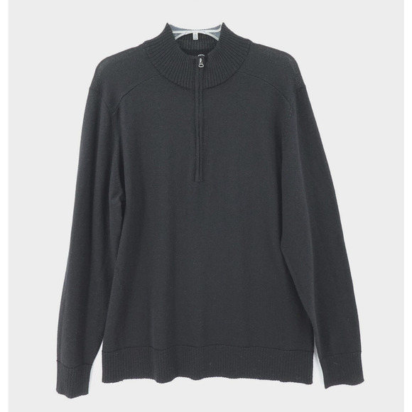 Smartwool Sweater Mens Large Black Merino Wool Blend 1/4 Zip Pullover Jumper - Picture 1 of 14